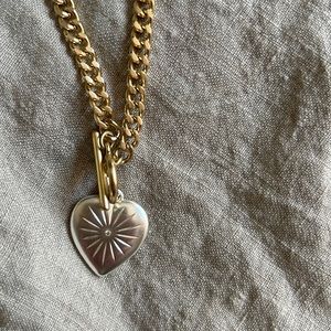 Lucky Brand Mixed Metal (Gold & Silver) Locket Chain Heart Necklace | Jewelry